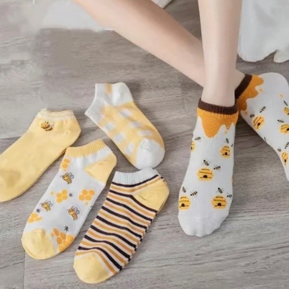 Bee Striped ankle New Socks yellow black - Picture 2 of 4